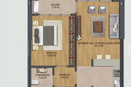 Апартаменты 55.5 м² на продажу в элитном комплексе с бассейном в Баре