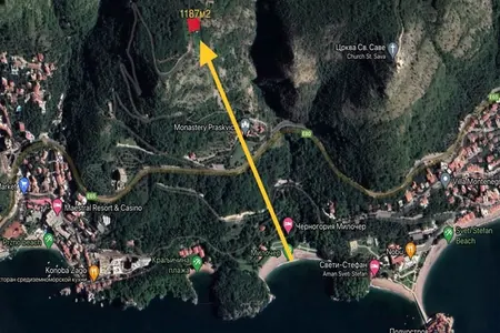 Plot of land with sea views in Čelobrdo, Sveti Stefan