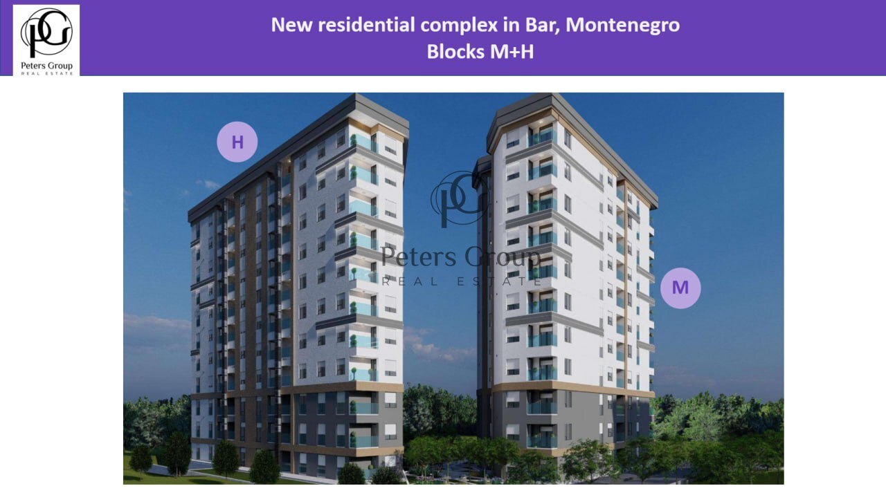 One-bedroom apartments in building H in a new complex near the beaches and the center of Bar are fo