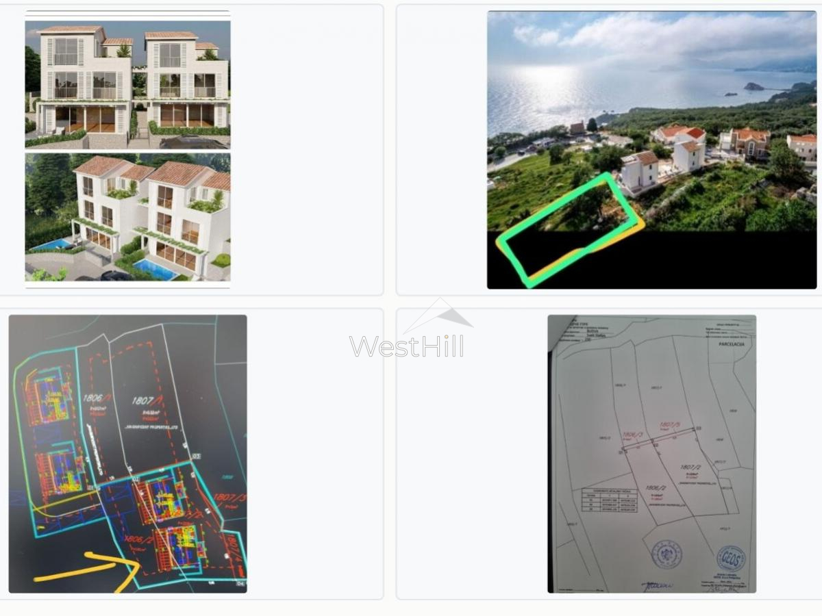 Urbanized plot for two villas in Sveti Stefan - Blizikuce area