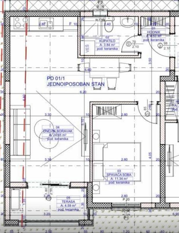49.5 m2 apartment for sale in a building under construction in the Green Belt, Bar