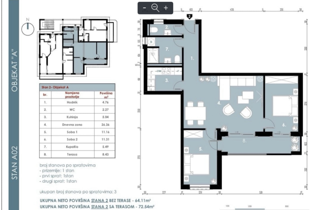 A 2-bedroom apartment for sale in a complex under construction in Baošići.