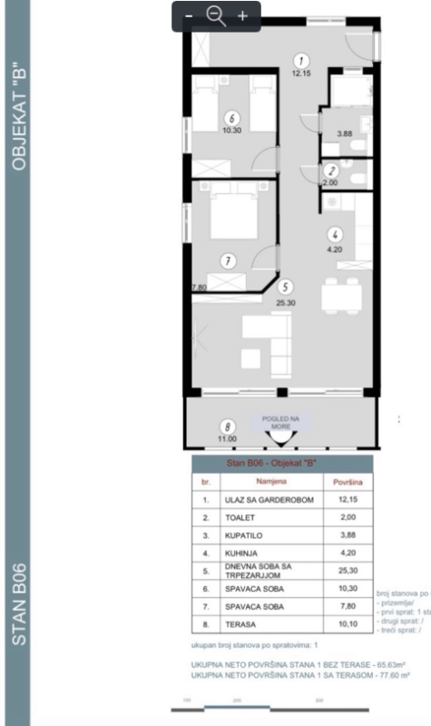 A 2-bedroom apartment for sale in a complex under construction in Baošići.