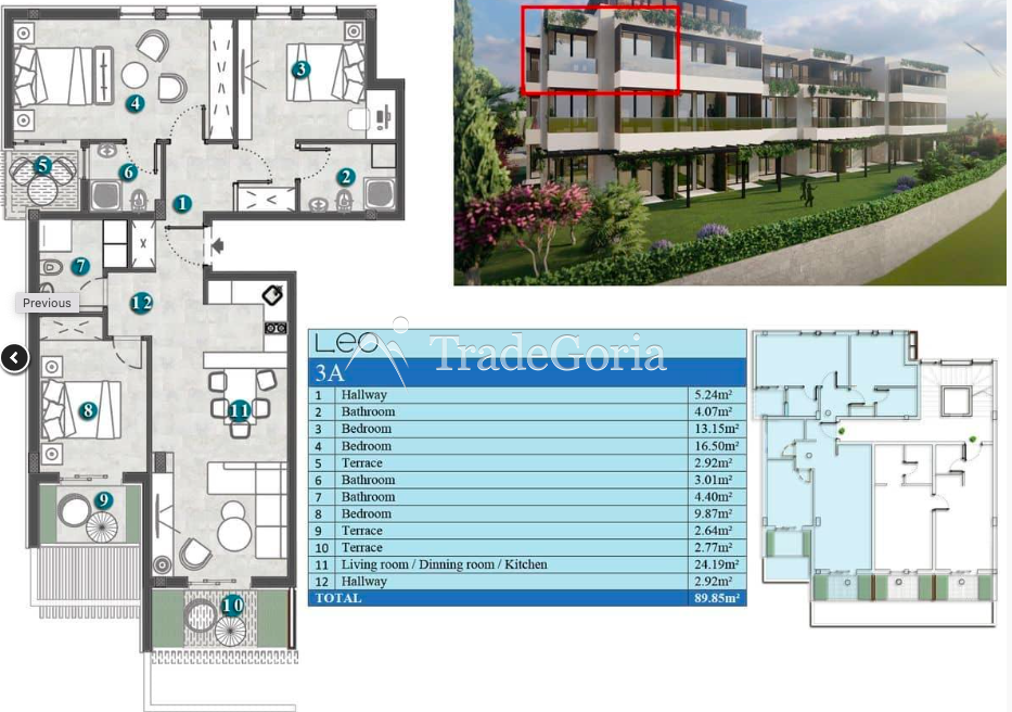3+1 Wohnung mit Balkon mit Blick auf die Bucht von Boka-Kotor