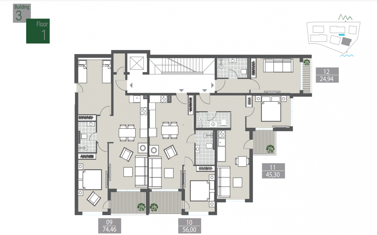Apartment in a new complex on fin.construction stages in the center of Tivat