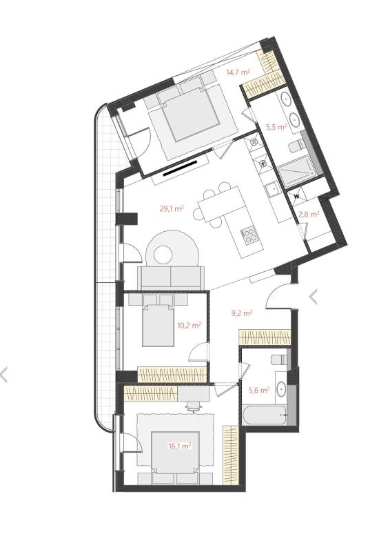 Apartment of 103 m2 for sale in a clubhouse under construction in a Bar
