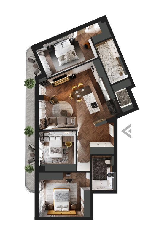 Apartment of 103 m2 for sale in a clubhouse under construction in a Bar