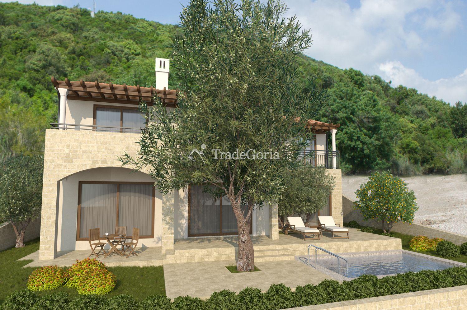 New 2-storey stone villa with pool in Petrovac