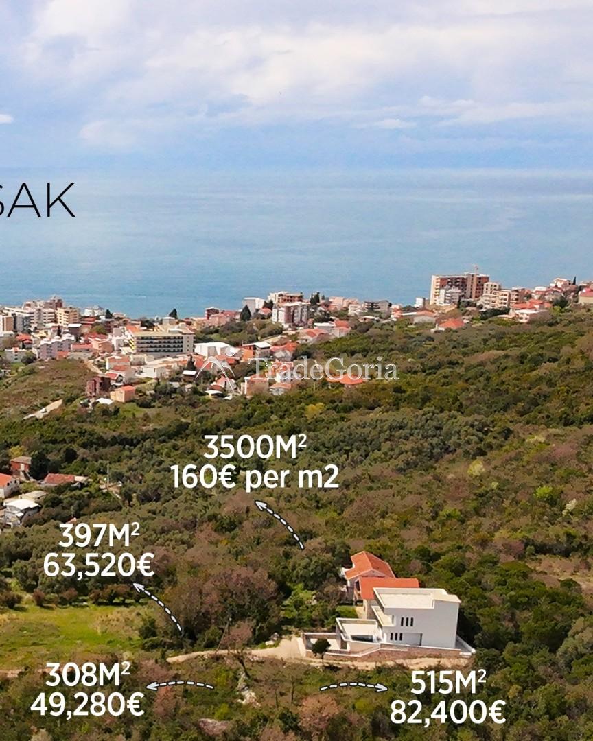 Na prodaju: Urbanizovani placevi sa pogledom na more, Dobrota, Veliki Pjesak