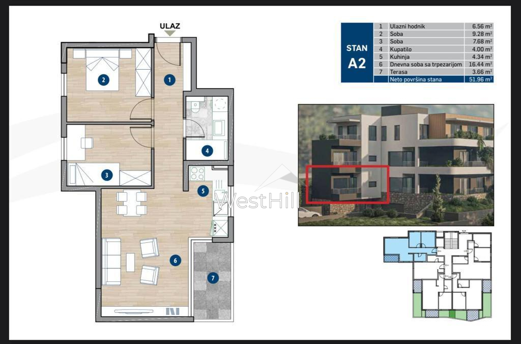Premium-Apartment in neuer Wohnanlage in Dobrota, Kotor – Objekt 8338