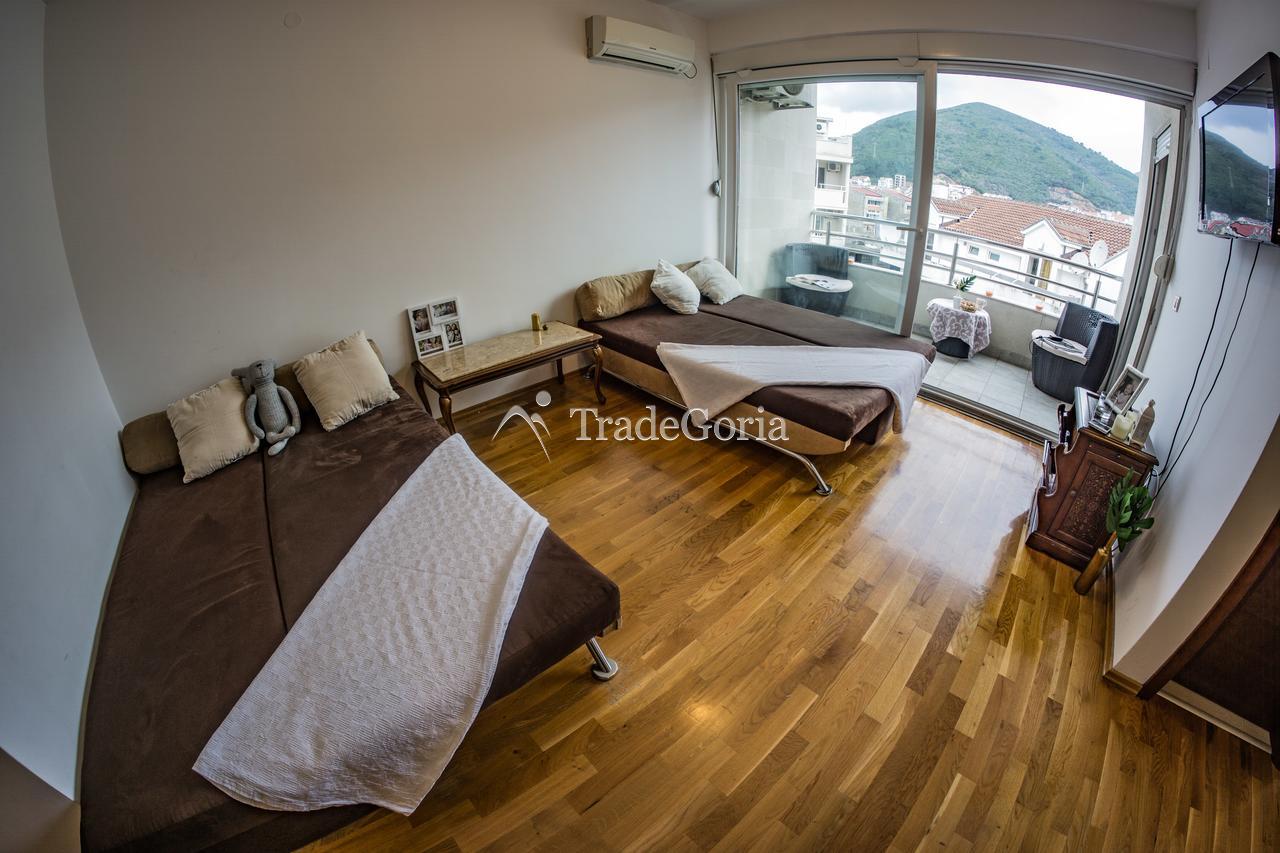 For rent in season spacious studio in Budva.