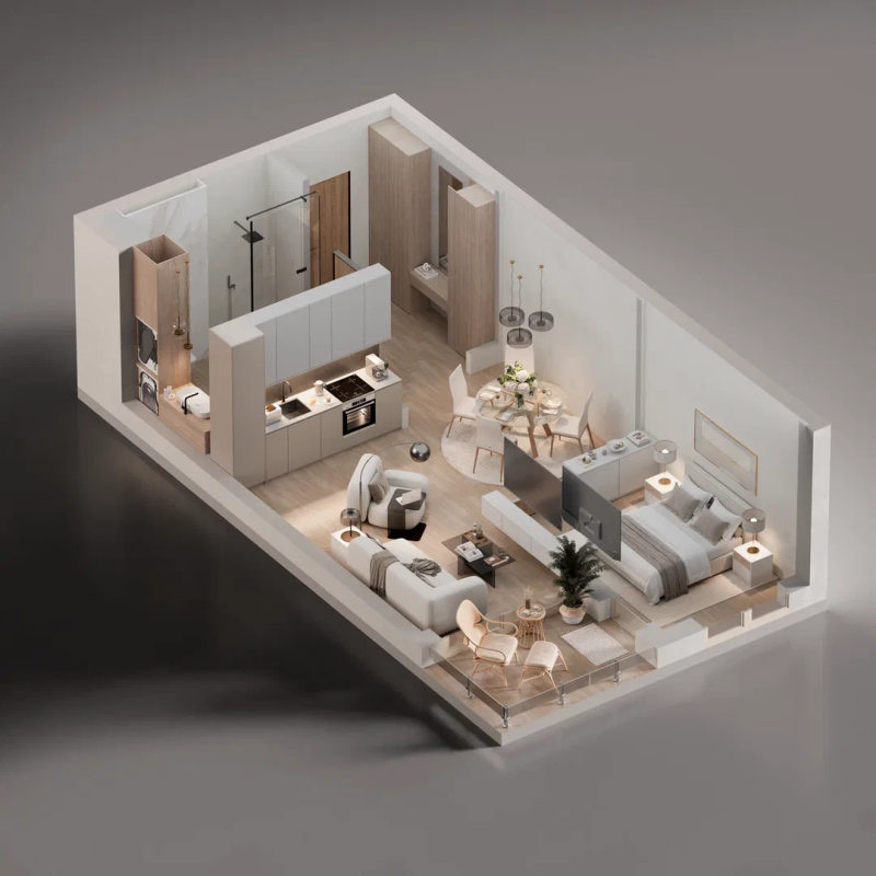 Ein-Zimmer-Wohnung zum Verkauf 52 m2 in Becici, Anatolia Complex