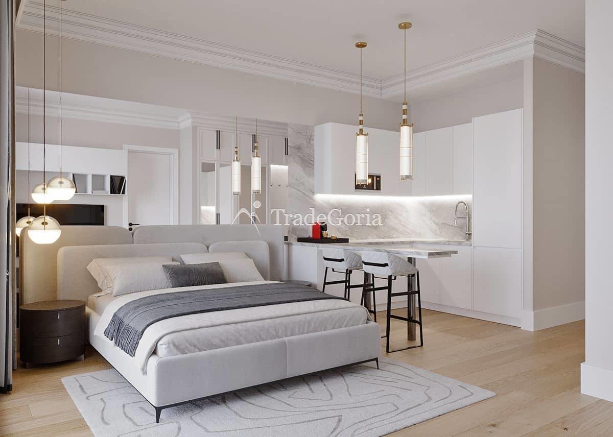 Studio with garden and terrace in a new complex with pool